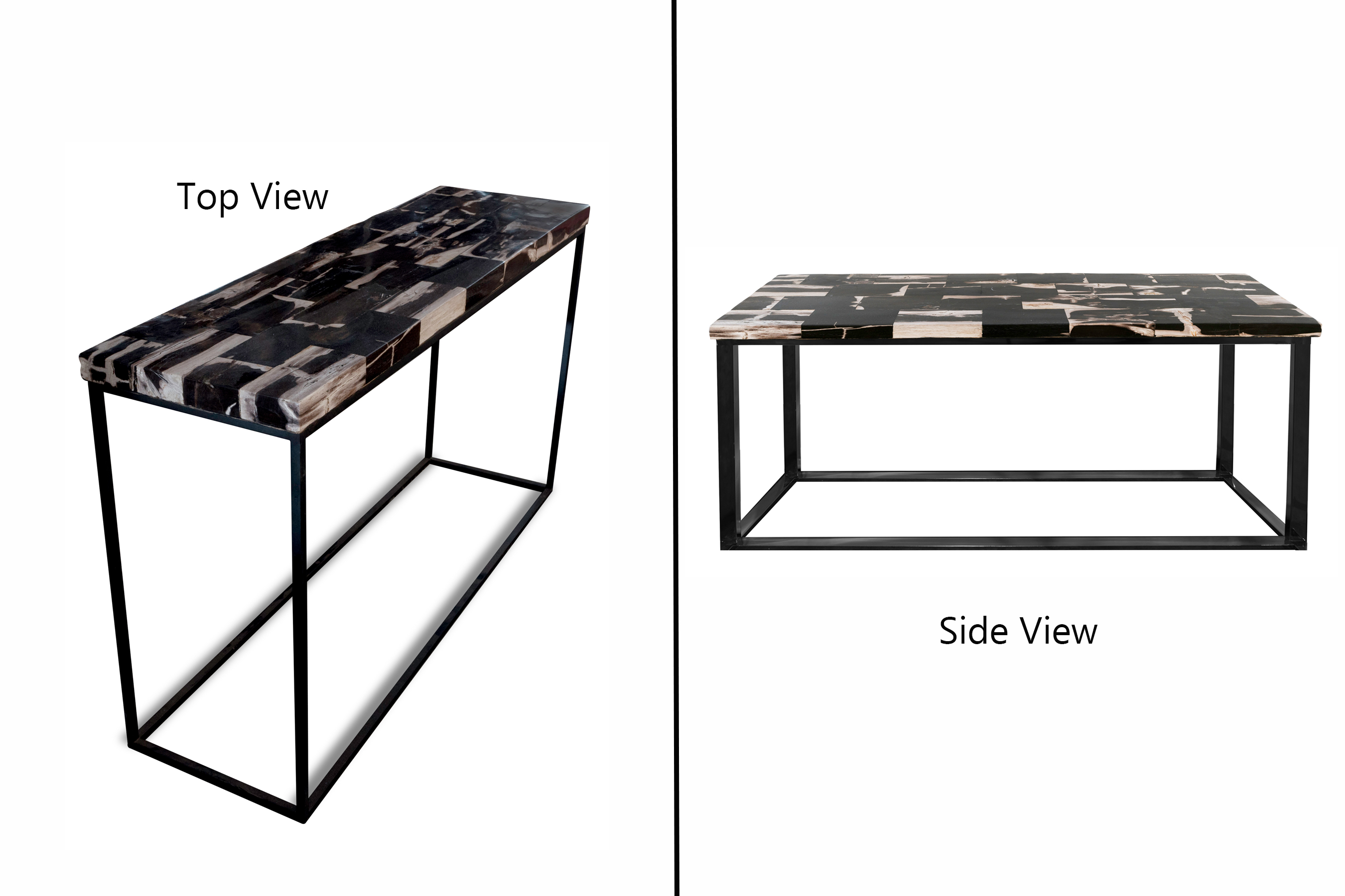Mosaic Petrified Wood Console Table