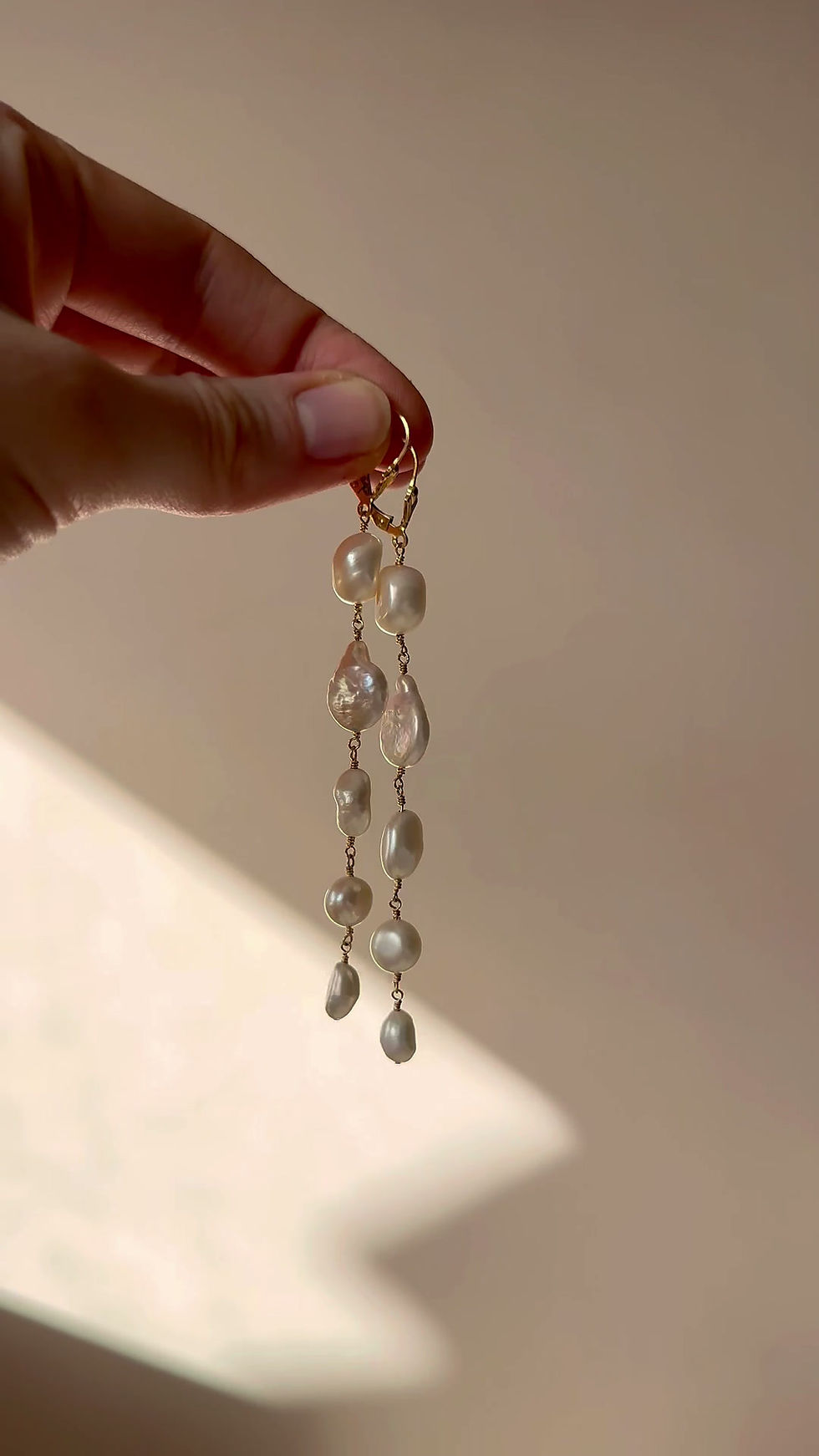 Thumbnail: Descending Pearl Earrings