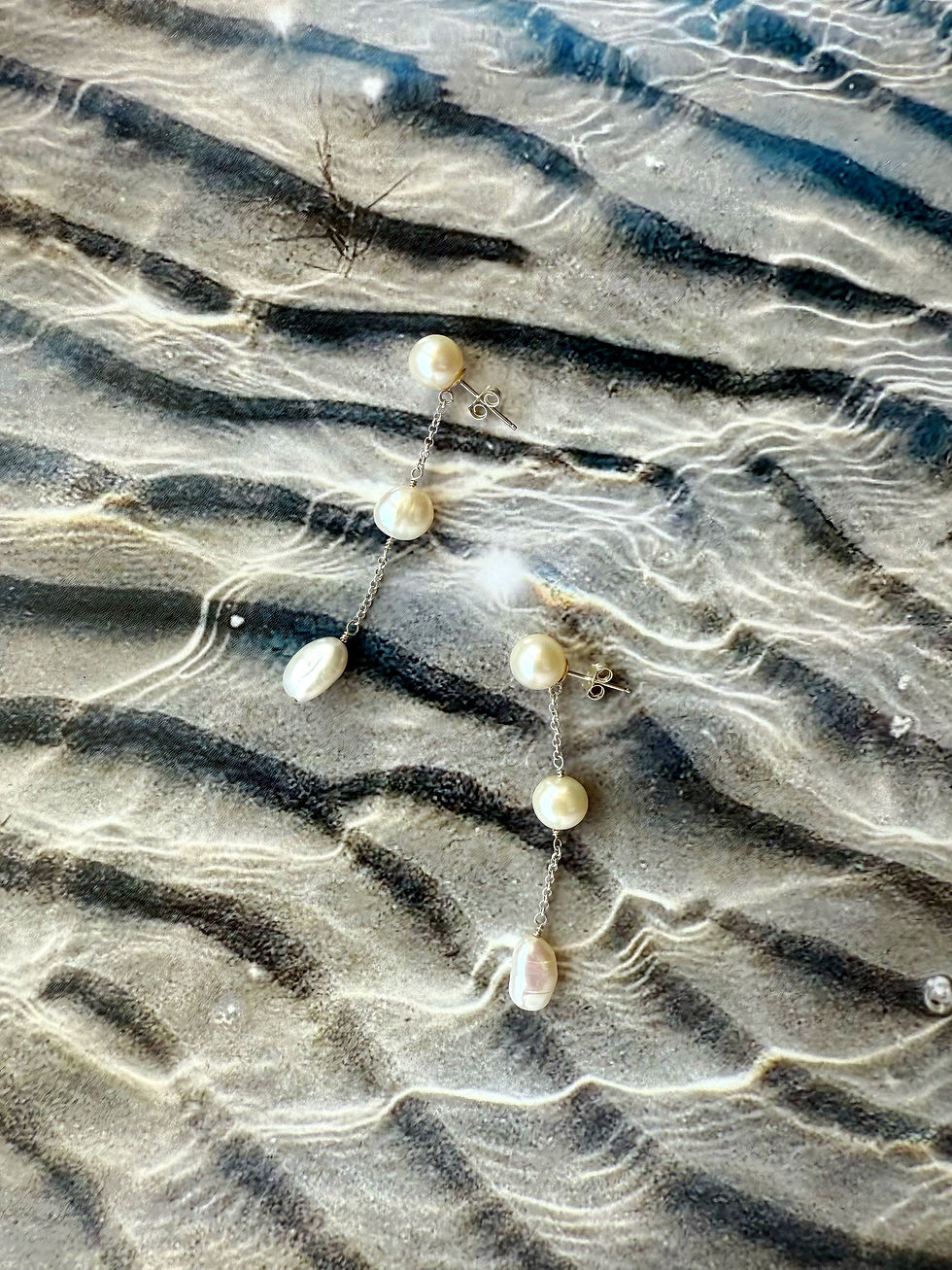 Thumbnail: Three Freshwater Pearls Earrings