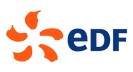 Logo textuel de EDF avec le symbole orange