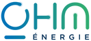 Logo textuel d'OHM Energie Pro en dégradé avec du vert et du bleu