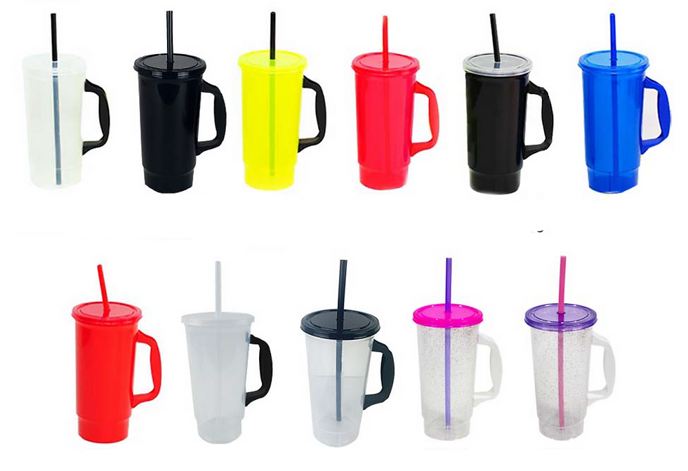 Miniatura: 100PZAS VASO PLÁSTICO CON TAPA Y POPOTE "BACHELOR" 930ML CON ASA