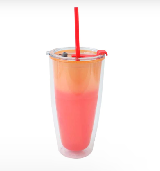 Miniatura: 24PZAS VASOS TUMBLER DE POLICARBONATO CON POPOTE 800ML "MÁGICO" TERMOSENSIBLE