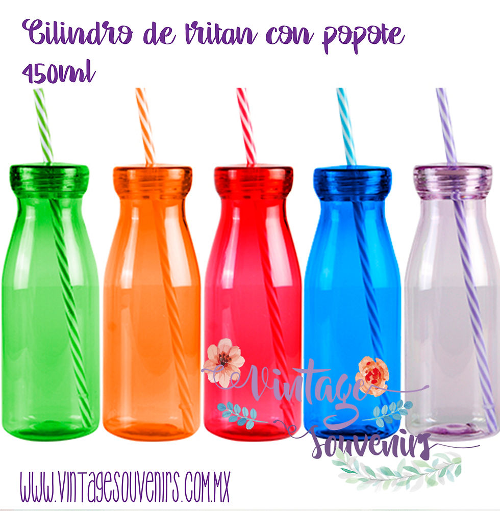 Miniatura: CILINDRO DE TRITAN CON POPOTE TIPO SODA