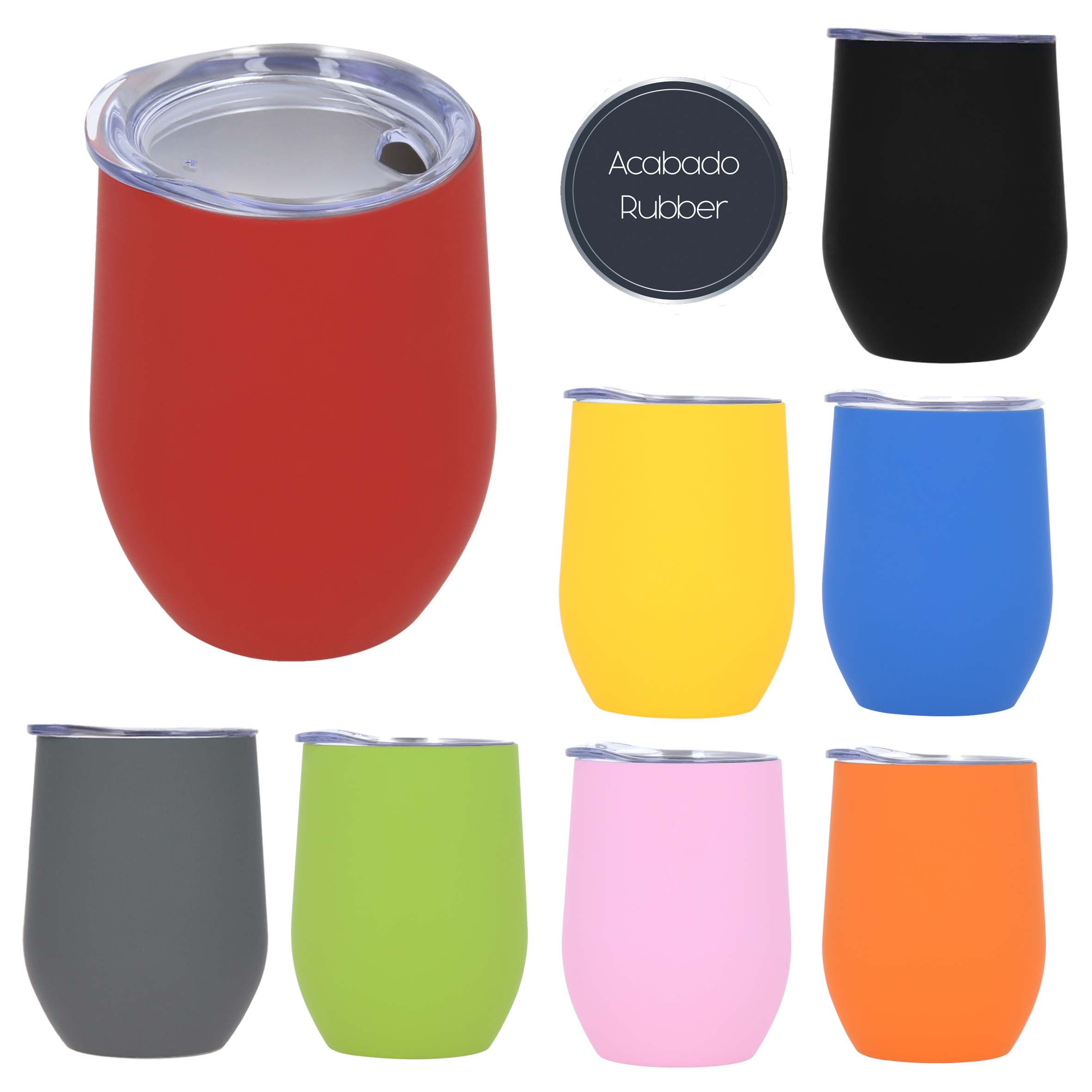 10PZA TERMO DOBLE PARED DE ACERO ACABADO RUBBER "AIR" TIPO WISKERO