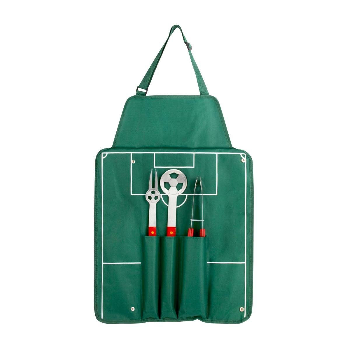 SET DE BBQ EN DELANTAL DE FOOTBALL "SOCCER" (MANDIL)