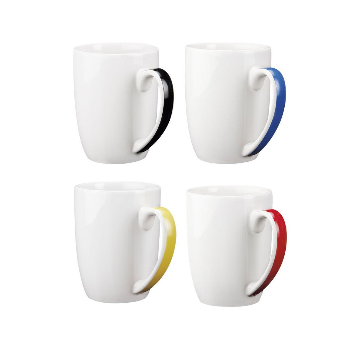 TAZA CERÁMICA BLANCA ASA DE COLOR 15OZ  "DOLCE"