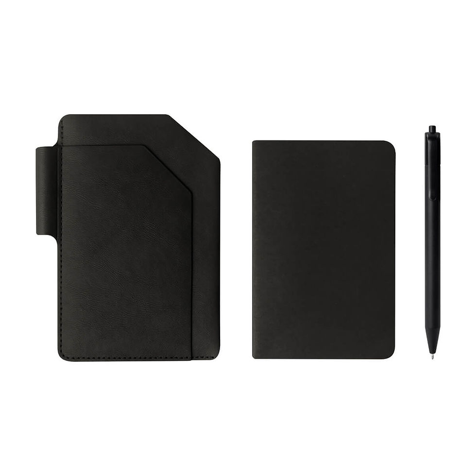 Miniatura: 100PZAS FUNDA DE CURPIEL PARA PASAPORTE CON LIBRETA Y BOLÍGRAFO "RUN"