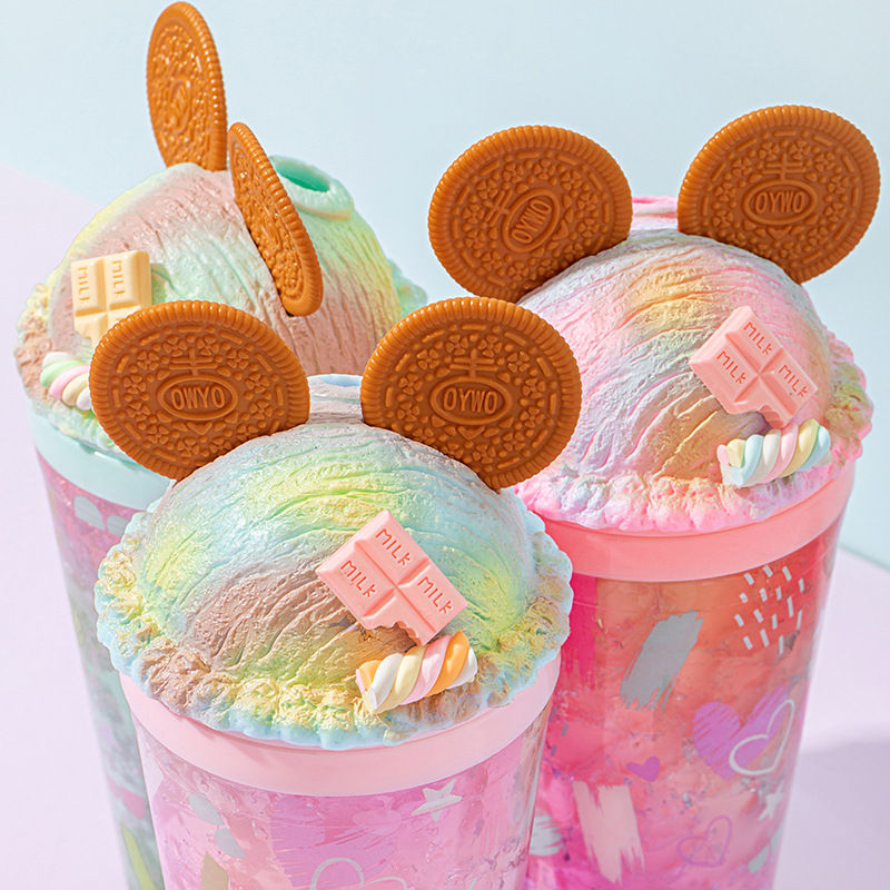 Miniatura: 24PZAS VASO DOBLE PARED  "CUTE BOLA DE HELADO CON GALLETAS"