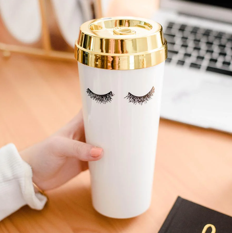 Miniatura: Vaso Tipo Termo Doble Capa con Tapa Dorada Dubai – Elegancia y Funcionalidad para Cada Día