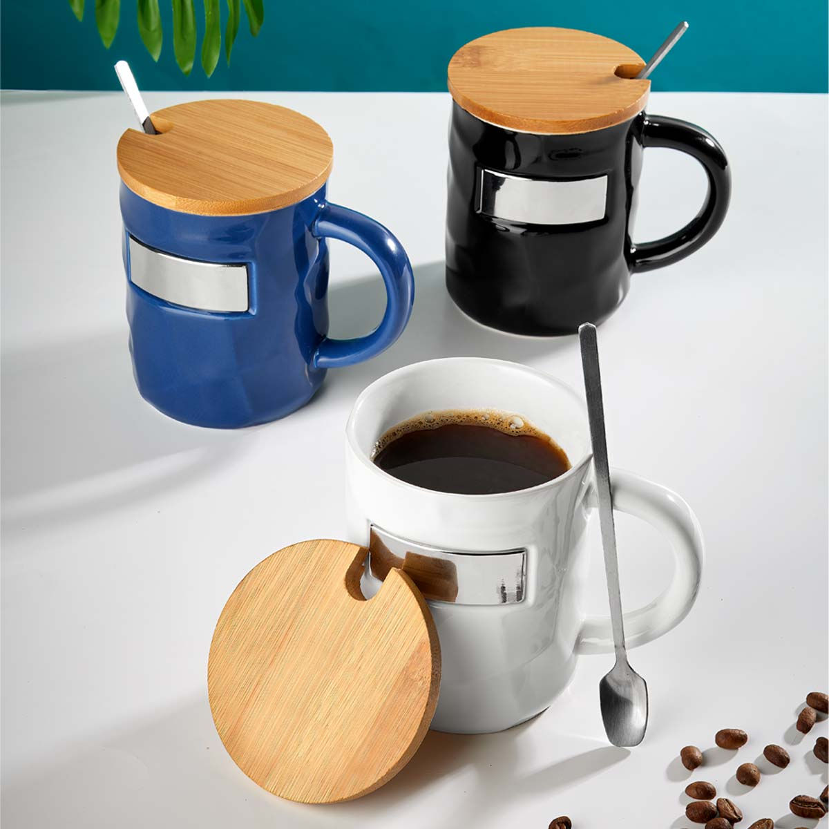 SET DE TAZAS CERAMICA CON PLACA "BAM"