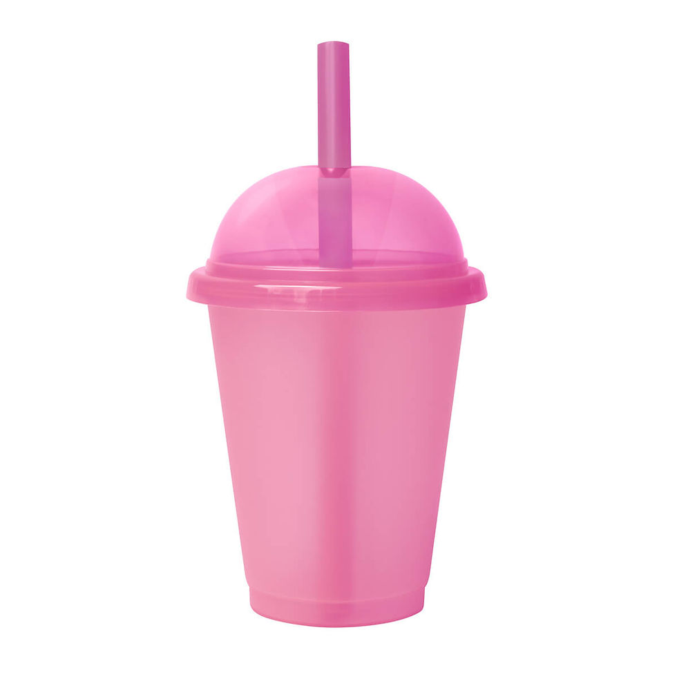 Miniatura: 100PZA VASO DOMO MINI 500ML CON POPOTE "LOD"