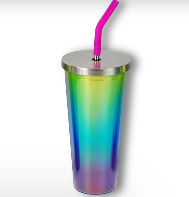 Miniatura: 24 PZAS VASO DOBLE PARED 710ML "ARCOIRIS BLUSH" CON POPOTE