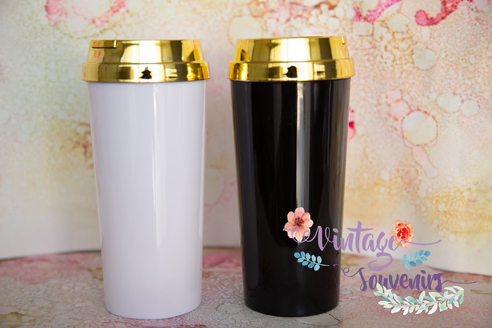 Miniatura: VASO TIPO TERMO DUBAI CON TAPA DORADA