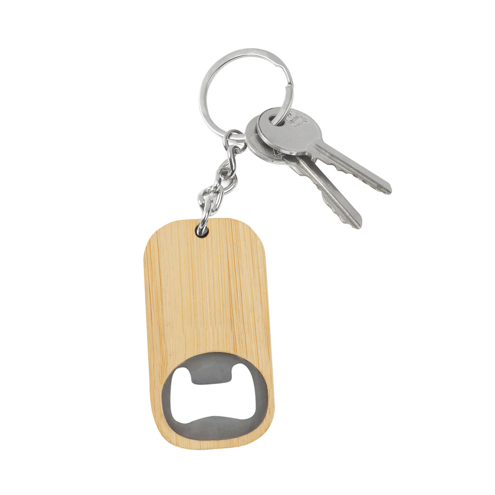 50PZAS LLAVERO CON DESTAPADOR DE MADERA "TAPI"