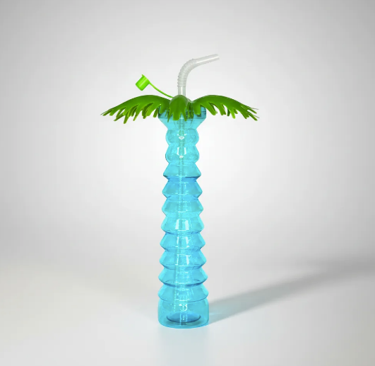 Miniatura: 100PZAS YARDA REGULAR DE PLÁSTICO 500ML CON POPOTE EN FORMA "DE PALMERA"