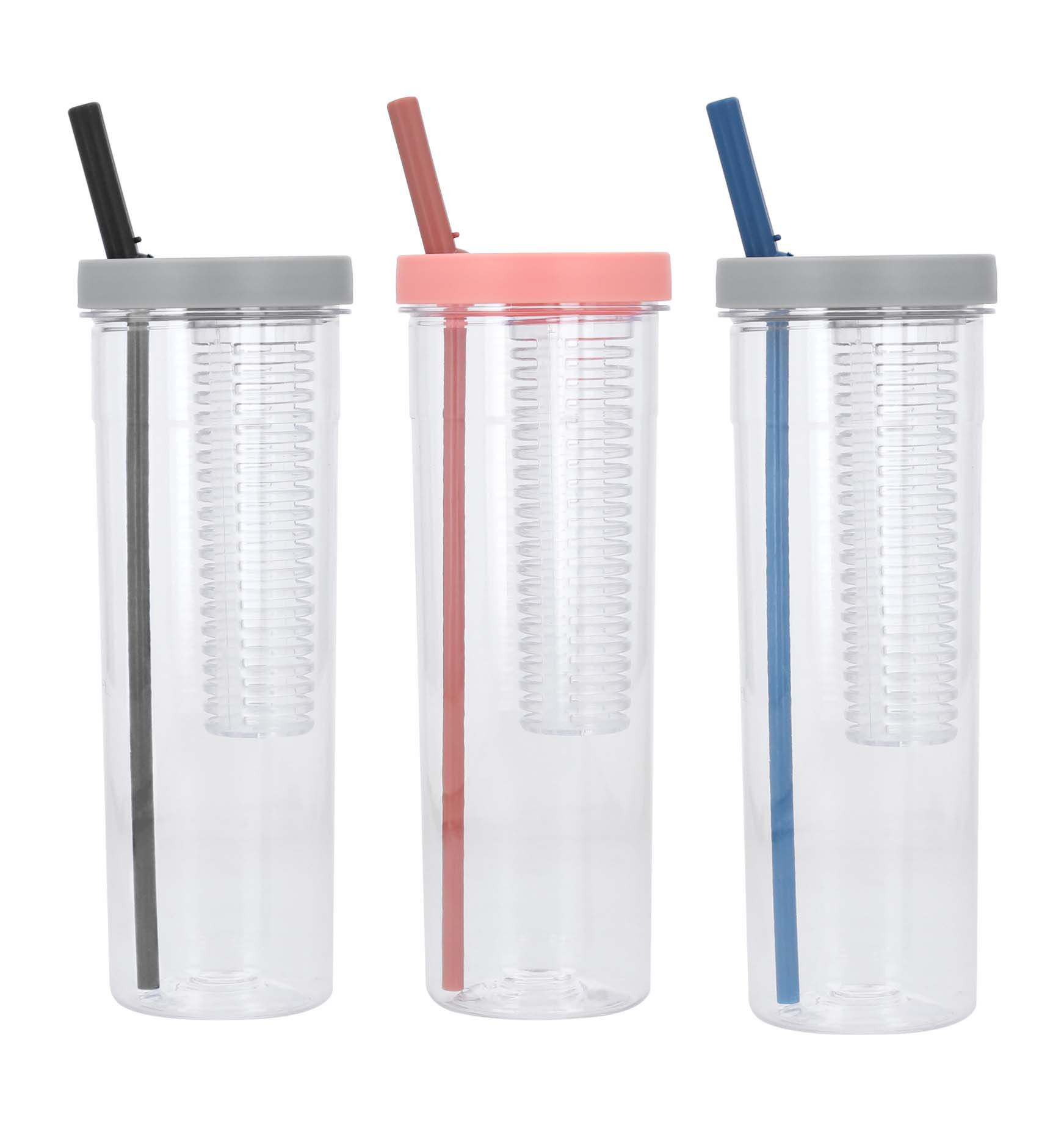 15PZAS CILINDRO DE PLÁSTICO CON INFUSOR DE FRUTAS 700ML "FRAI"