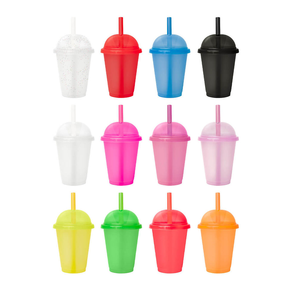 Miniatura: 100PZA VASO DOMO MINI 500ML CON POPOTE "LOD"