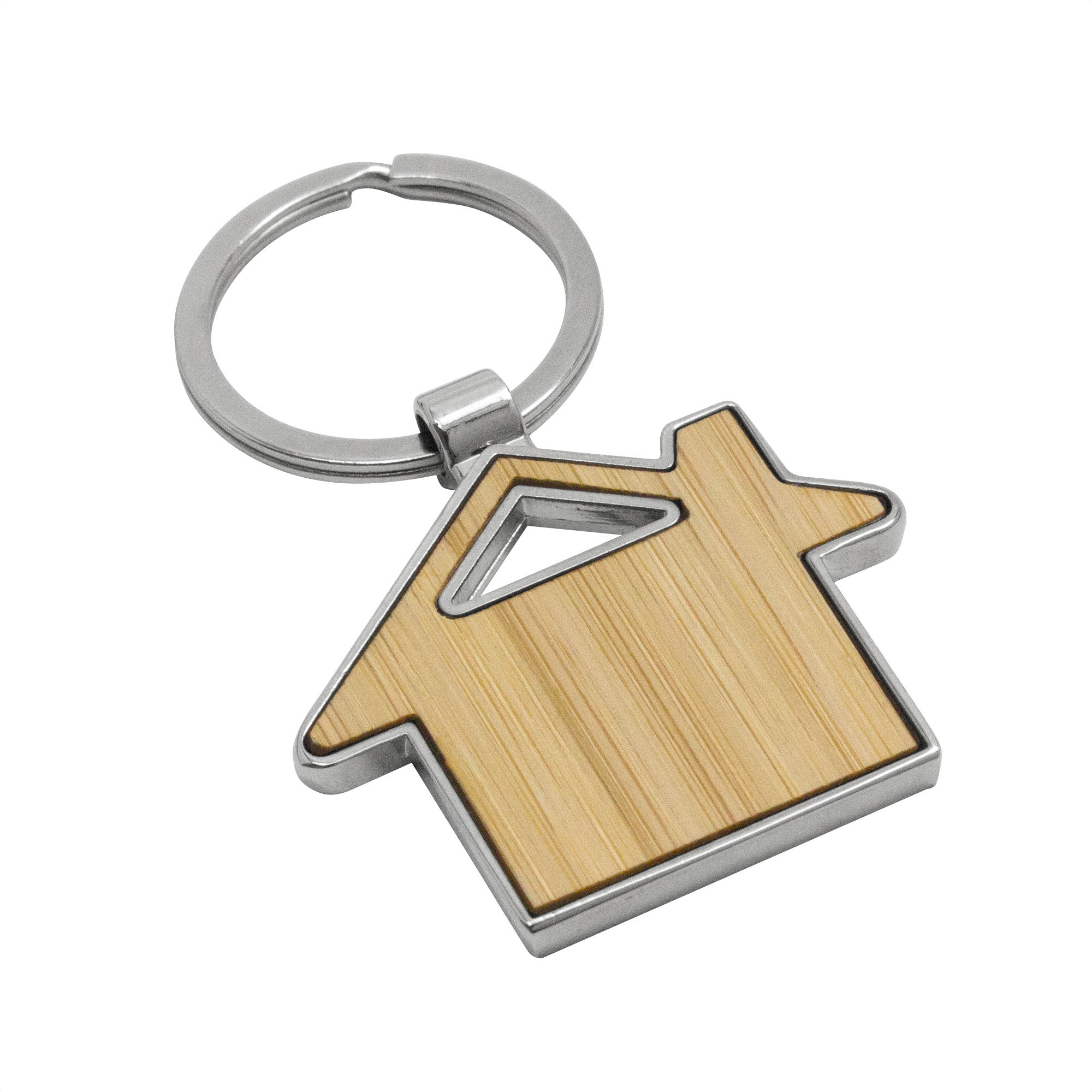 100PZAS LLAVERO EN FORMA DE CASA DEBAMBÚ Y METAL "KIJ"