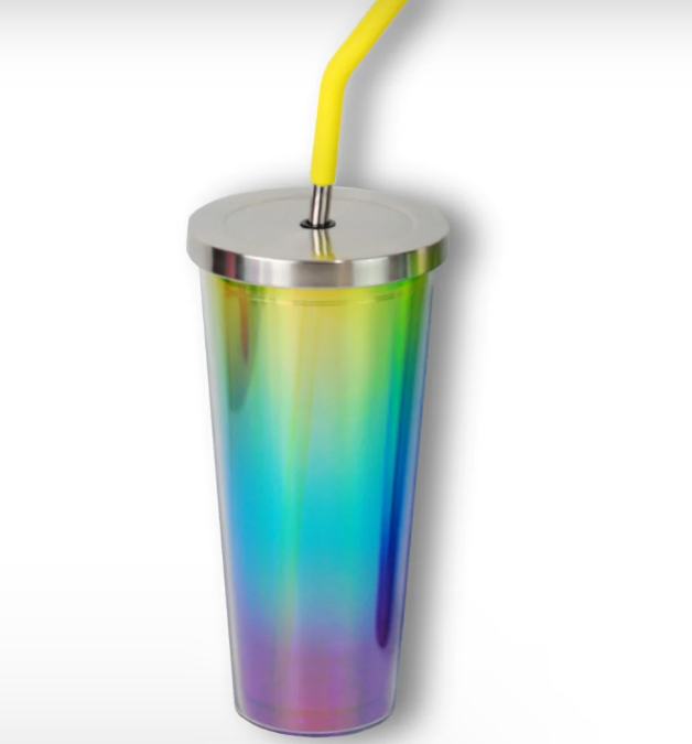Miniatura: 24 PZAS VASO DOBLE PARED 710ML "ARCOIRIS BLUSH" CON POPOTE