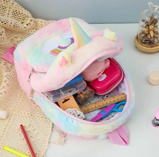 Miniatura: 10PZAS MOCHILA DE FELPA UNICORNIO ARCOIRIS LUMINOSO