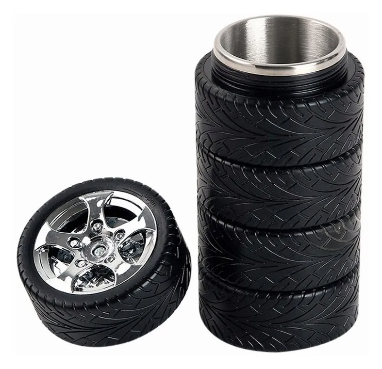 Miniatura: 10PZAS TERMO VASO CON "FORMA DE LLANTA" DE AUTO DEPORTIVO 450ML
