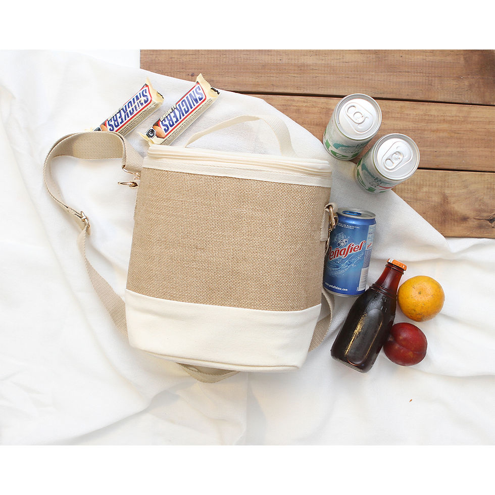 Miniatura: 25PZAS HIELERA DE YUTE CON FUELLE "AVES" - CONSERVA LA FRESCURA CON ESTILO ECO