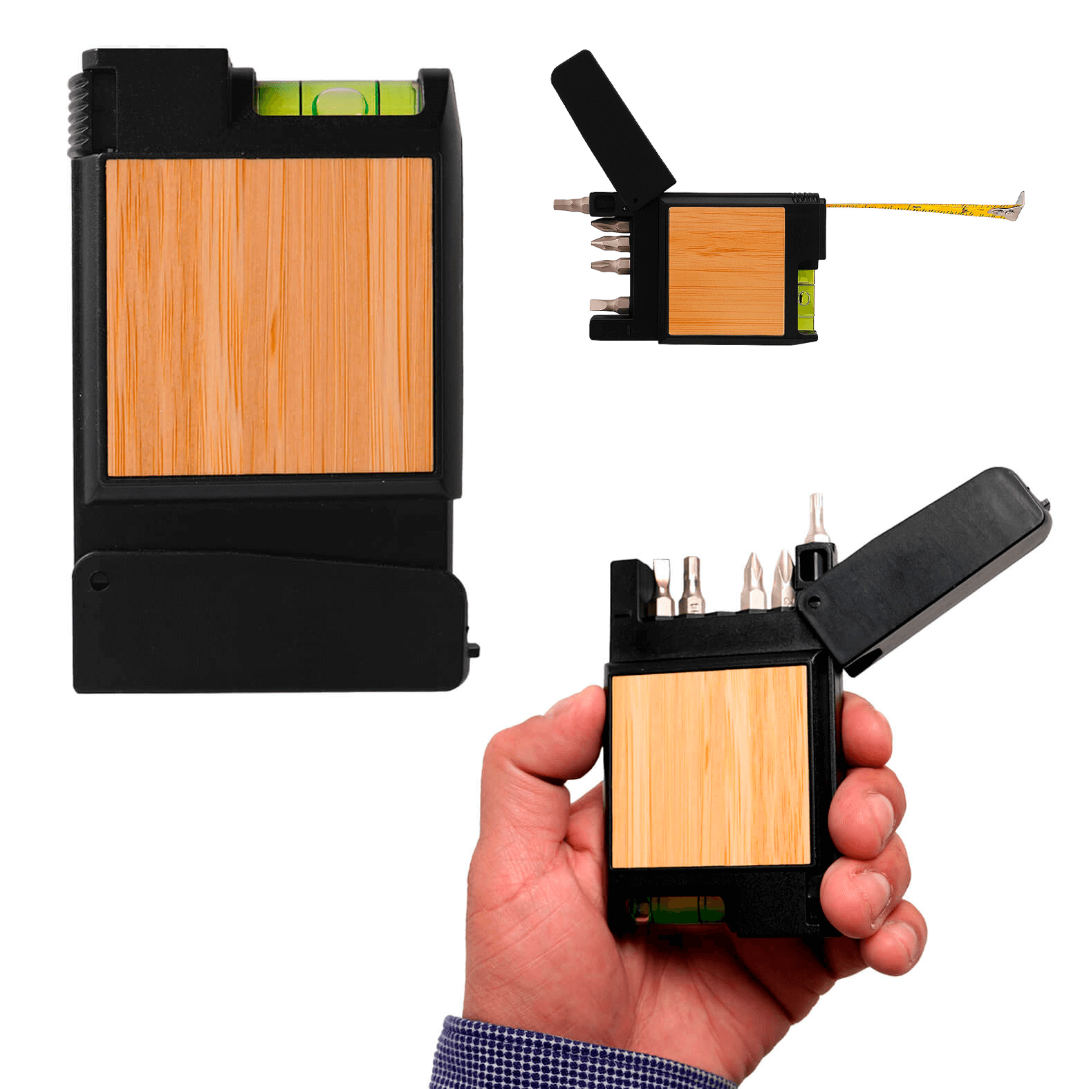 100PZAS SET DE HERRAMIENTAS DETALLE DE BAMBÚ FLEXO, NIVELADOR, DESARMADOR "FLEX"