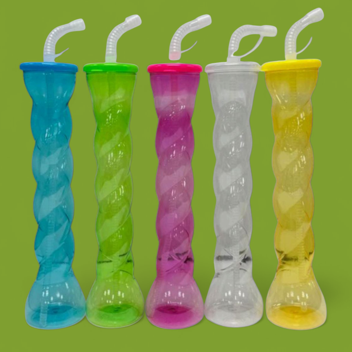 100PZAS YARDA REGULAR DE PLÁSTICO 750ML CON POPOTE "ESPIRAL 750ML"