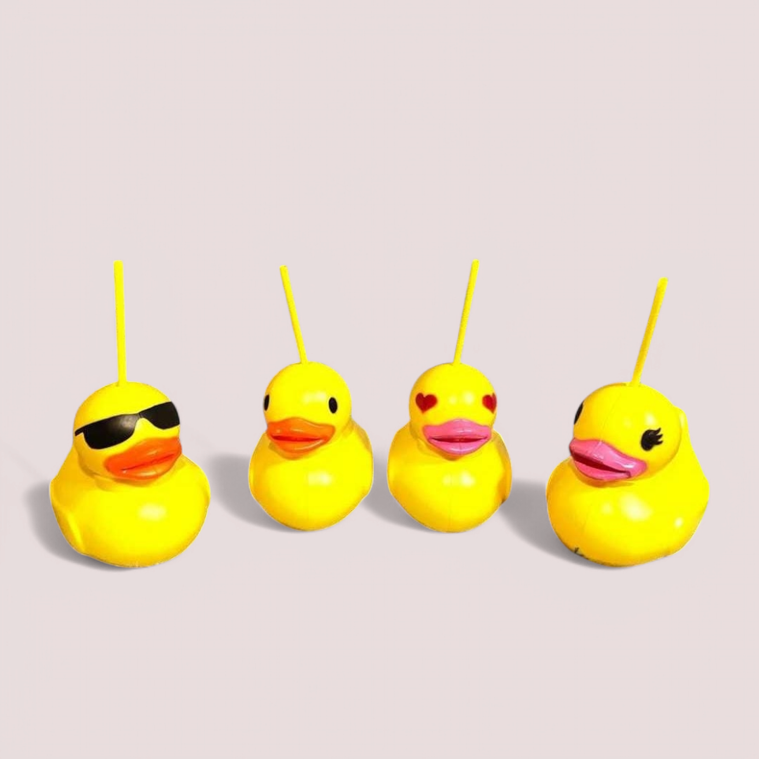 50PZA VASO PLÁSTICO SIMULACIÓN PATO "PATOCHELA CON PESTAÑAS"