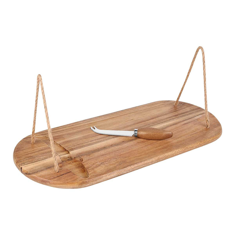 Miniatura: TABLA CON ASAS DE MADERA CON CUCHILLO "DRAK"