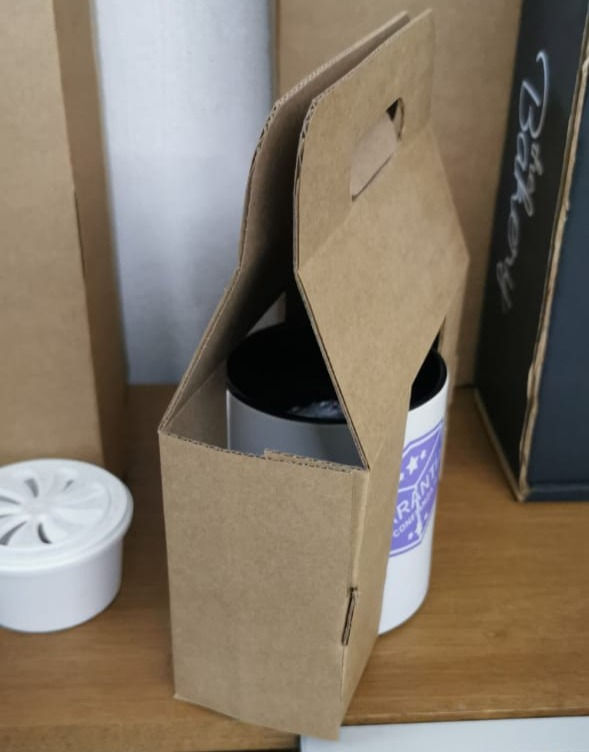 Soporte Porta Taza de Cartón para Regalo Kraft 16.5x6x15 cm - Seguridad y Elegancia para tus Regalos