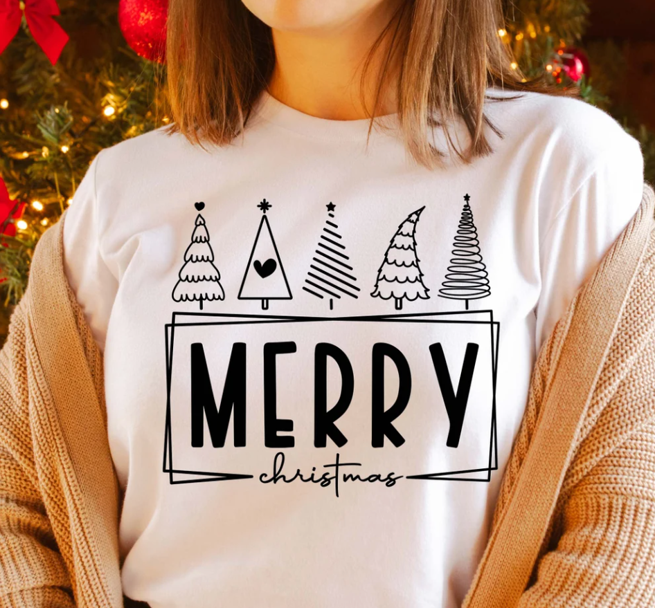 Miniatura: PLAYERA CORTE AMPLIO DE ALGODÓN ADULTO PERSONALIZADA "MERRY CHRISTMAS TREE"
