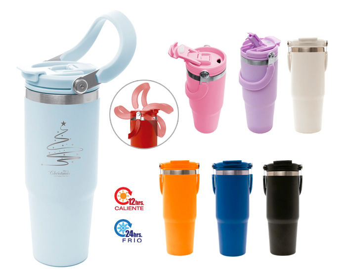 Miniatura: Termo de Acero Insulado con Popote 30OZ "KAR" - Mantén Tus Bebidas en la Temperatura Ideal