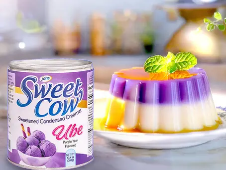Creamy Jans Ube Flan with Sweet Cow Ube Condensed Creamer