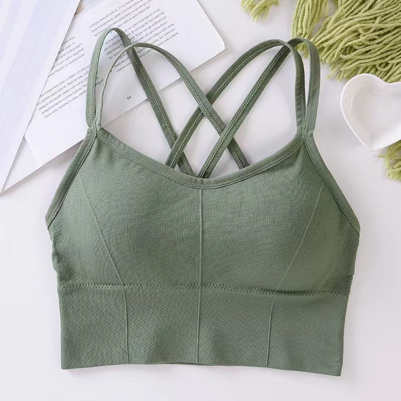 Thumbnail: Sexy Women Tops Back Cross Strap Tank Top Push Up Running Sports Bra Breathable 