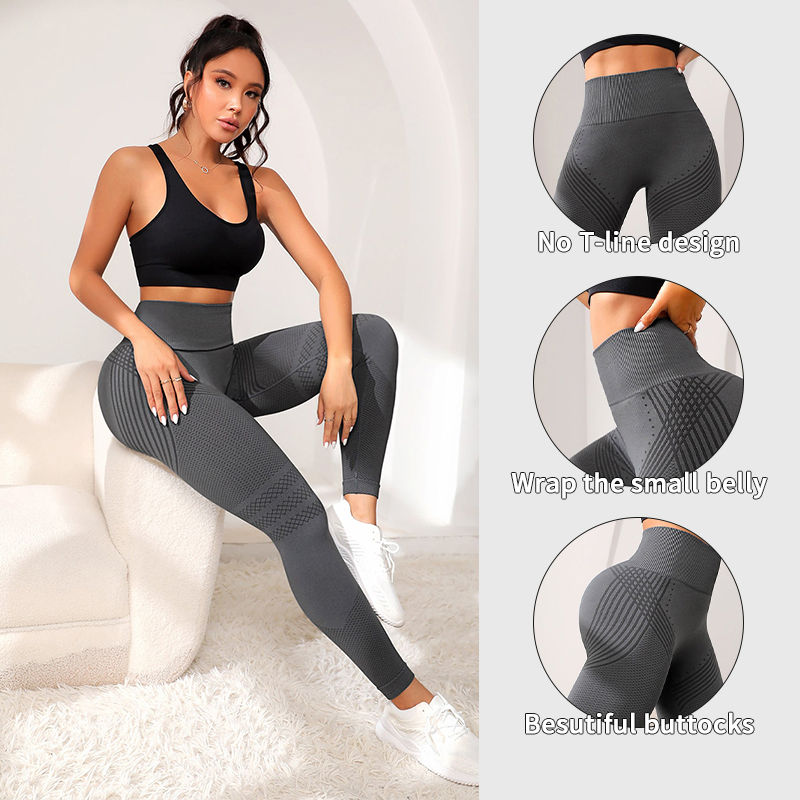 Thumbnail: Sports Pants With Sexy Lines Lifting Buttocks Sports Tight Pants Women's High Wa