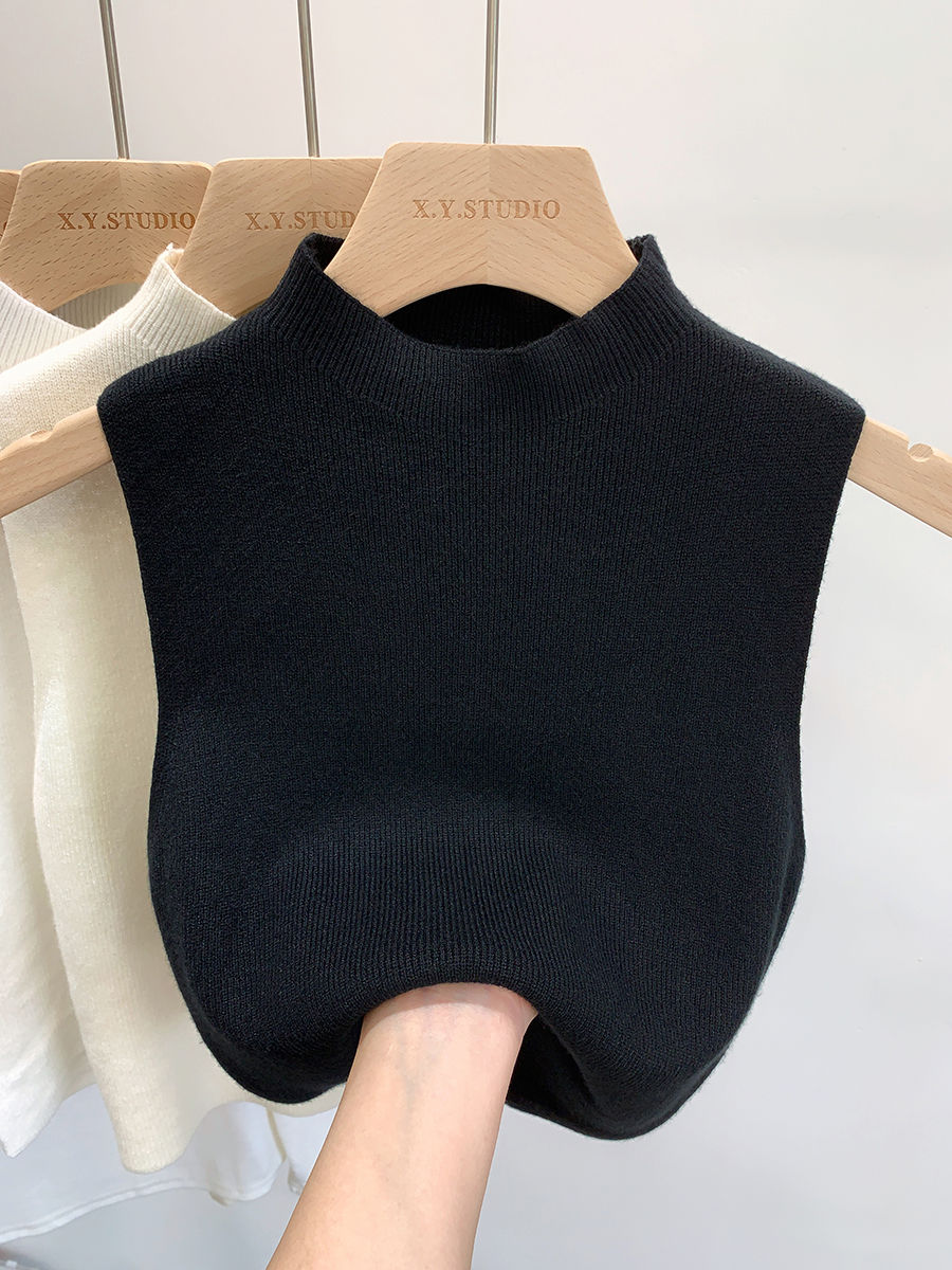 Thumbnail: Women Knitted Tank Top Summer Fall Slim Sweater Short Sleeveless Solid Spring Au