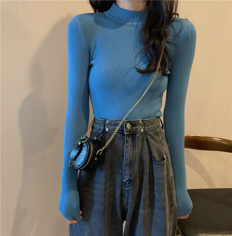 Thumbnail: 2026 Knitted Women High Neck Sweater Pullovers Turtleneck Autumn Winter Basic Wo