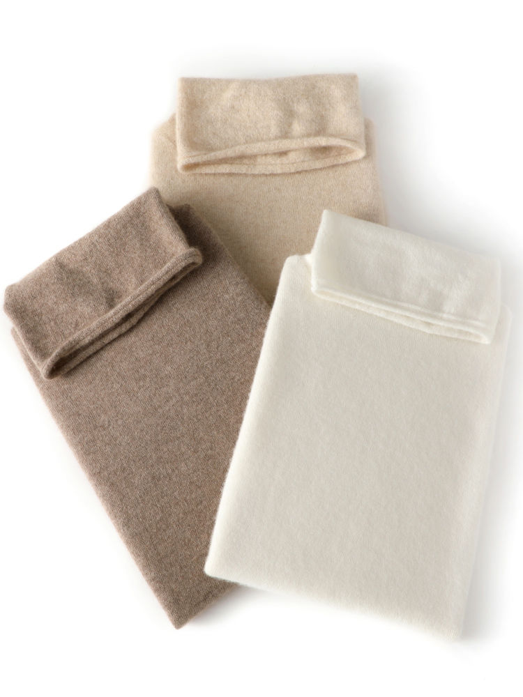 Thumbnail: Women 100% Merino Wool Sleeveless Pullovers Turtleneck Sweater Waistcoat Wool Kn