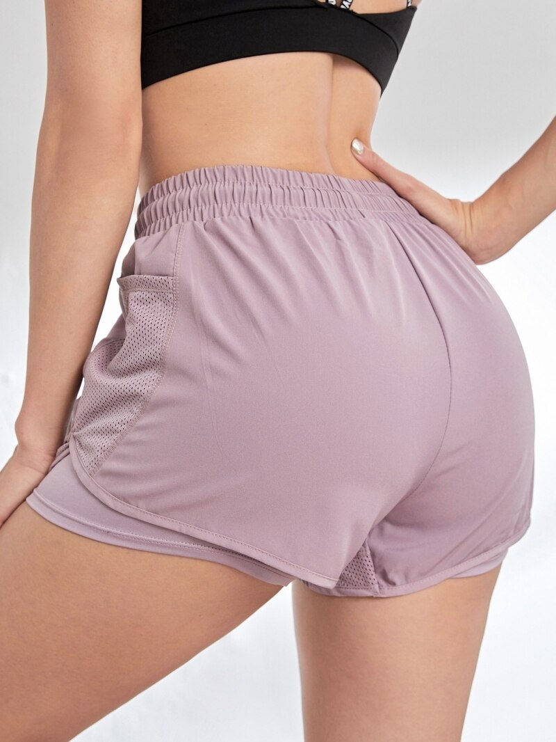 Thumbnail: Women's Elastic Sports Shorts, Shorts With Pockets, Fake Two-Piece Yoga Leggings
