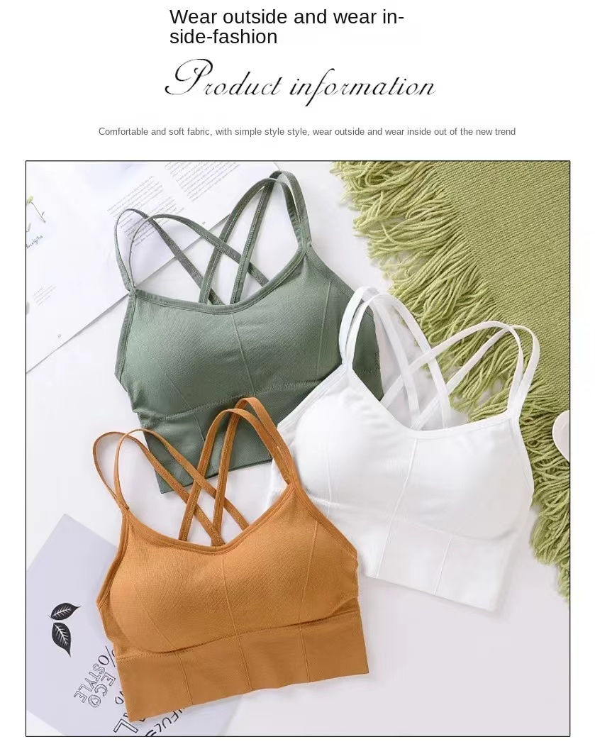 Thumbnail: Sexy Women Tops Back Cross Strap Tank Top Push Up Running Sports Bra Breathable 