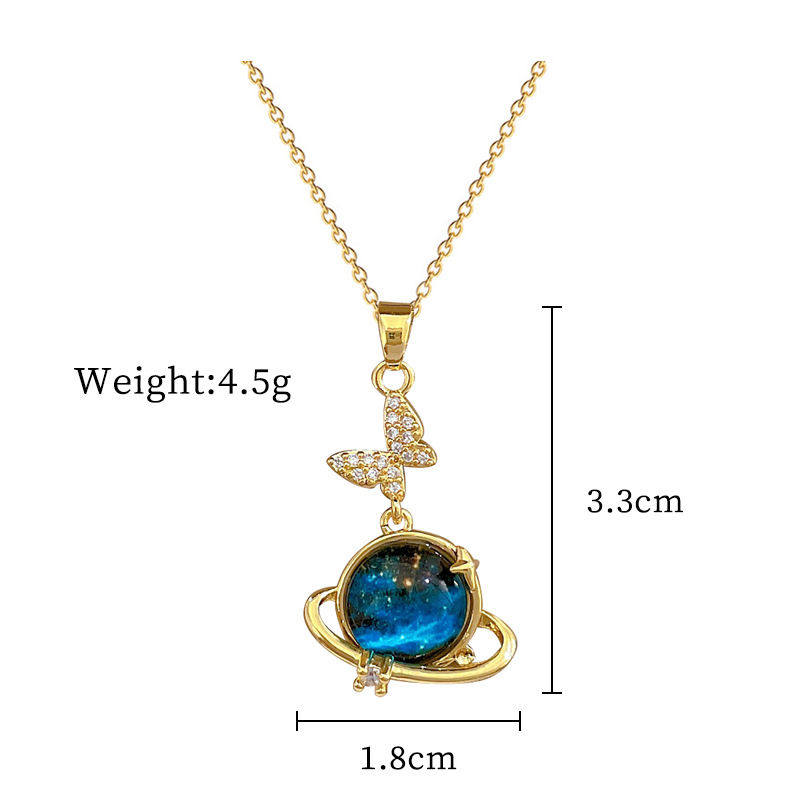 Thumbnail: Light Luxury Titanium Steel Star Series Necklace for Women Gold Color Planet Moo