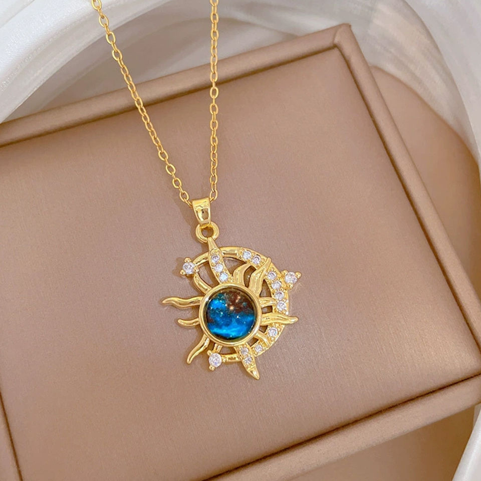 Thumbnail: Light Luxury Titanium Steel Star Series Necklace for Women Gold Color Planet Moo