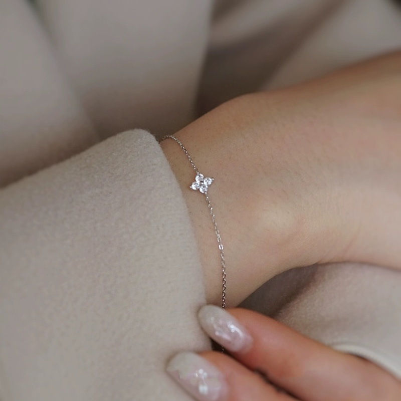 Thumbnail: New Stainless Steel Zircon Necklaces for Women 18K Gold Plated Four Leaf Grass C