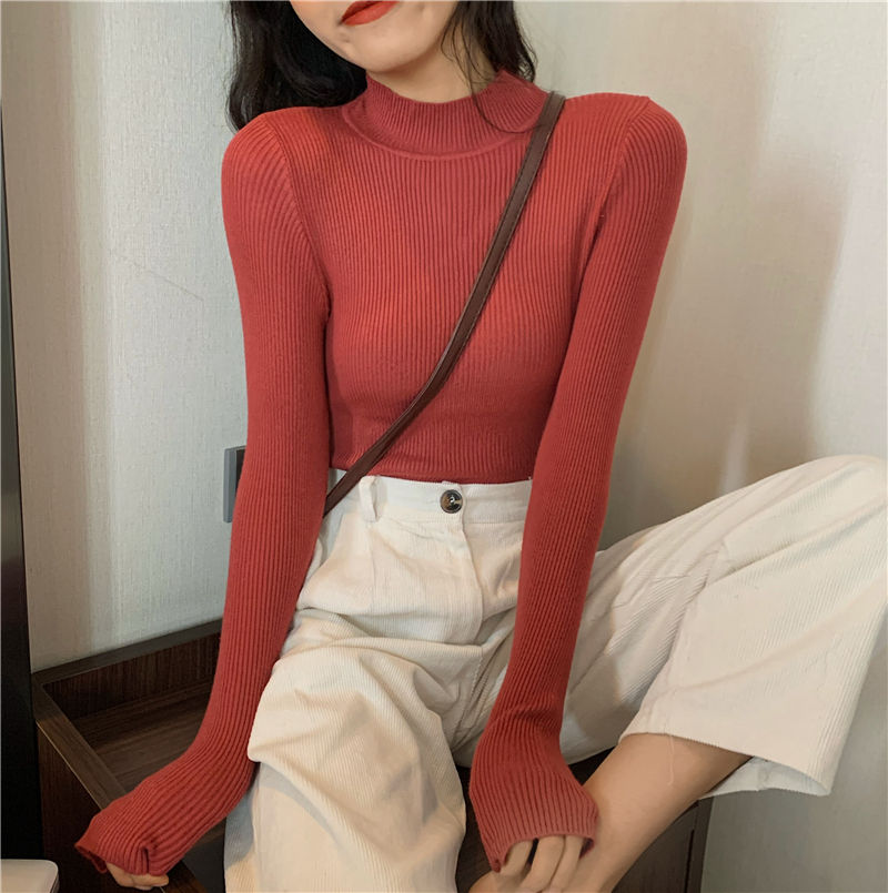 Thumbnail: 2026 Knitted Women High Neck Sweater Pullovers Turtleneck Autumn Winter Basic Wo