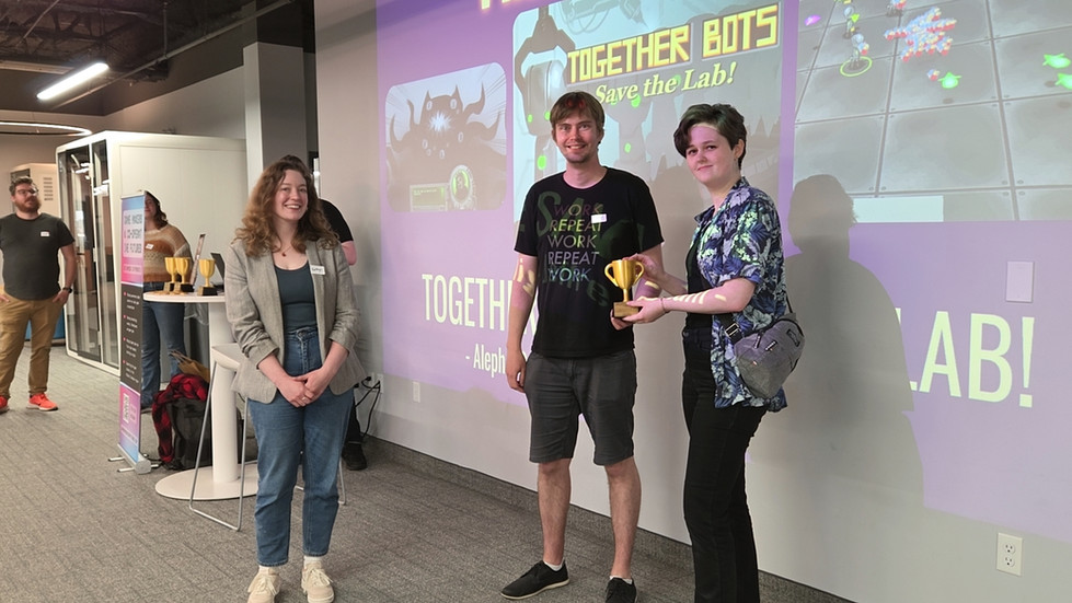 Jeff and Aleph recieve the "Presentation" award from Kaitlyn.