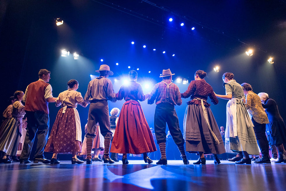 La Compagnie lors du spectacle Hommage à Mackinaw, novembre 2024. Crédit photo : André Gosselin