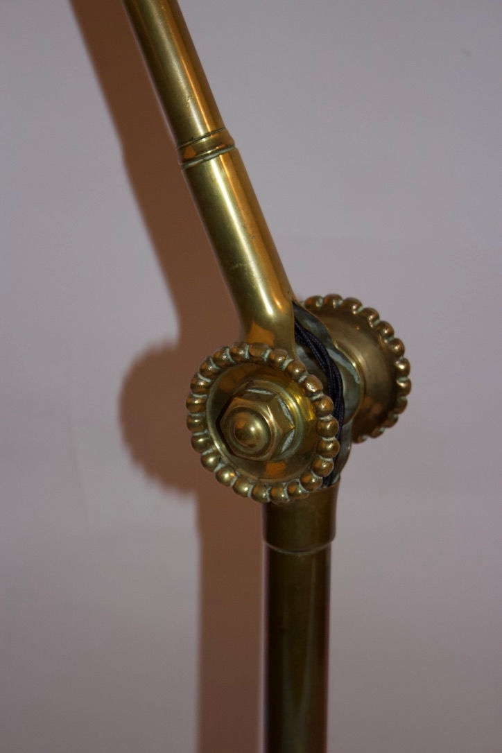 Thumbnail: Rare Industrial Brass Daisy Cog Dugdills Floor Lamp