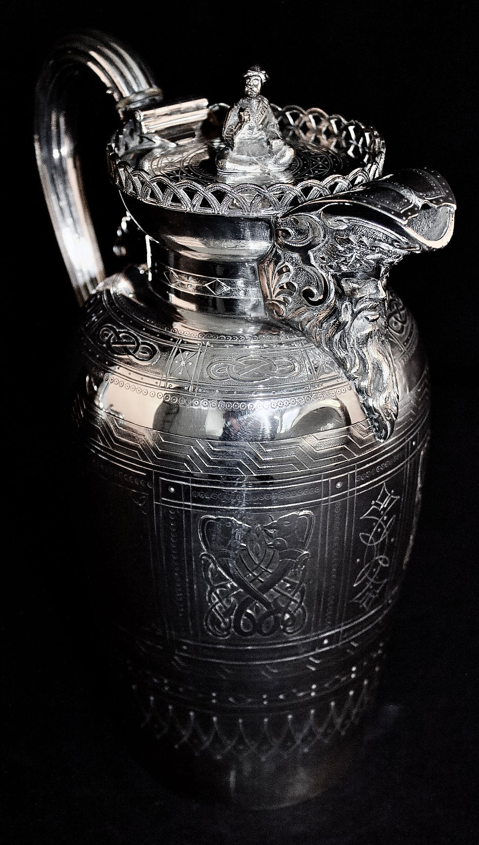 Thumbnail: Arts and Crafts Alexander Ritchie style silver plate four piece tea service